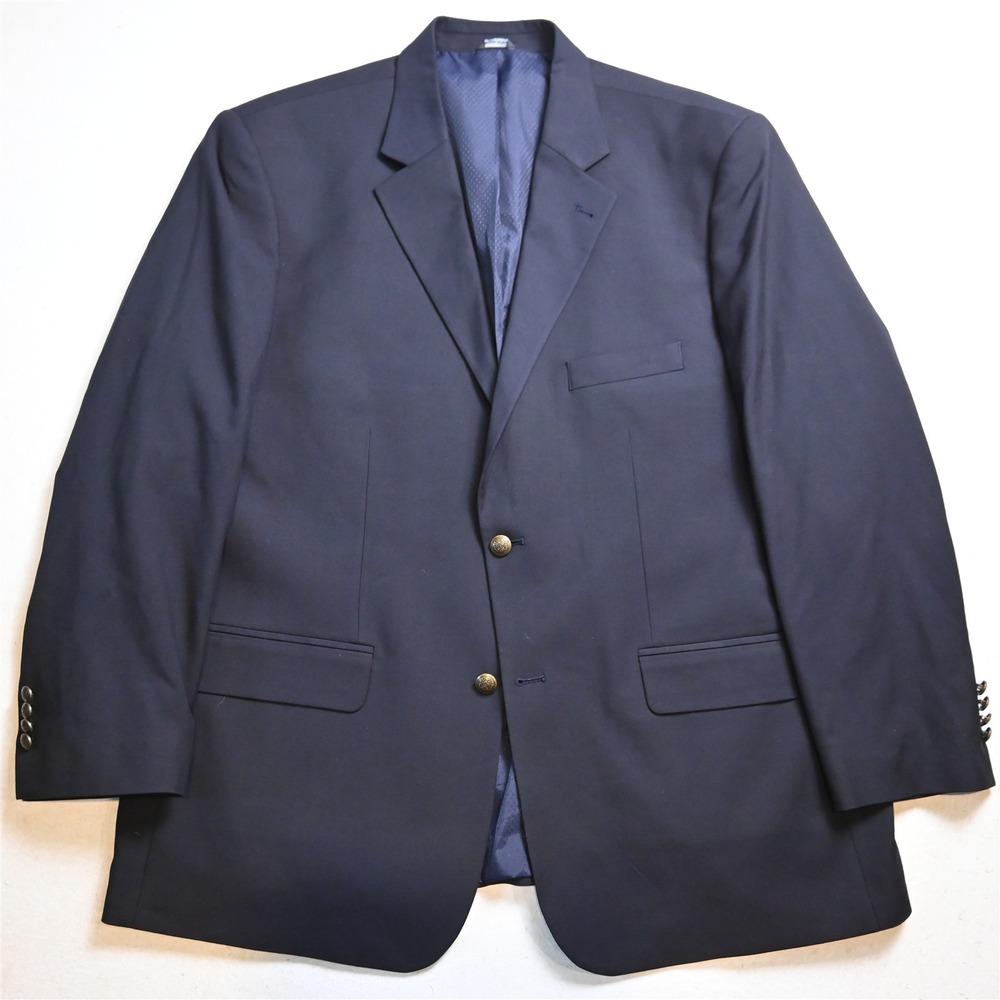 GS 48R Navy Blue Perfect Fit Gold Button Mens Blazer Suit Jacket Sport Coat